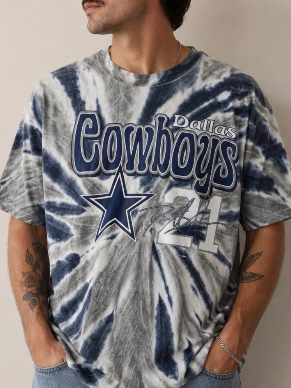 Vintage 1999 Dallas Cowboys Deion Sanders 21 Tie Dye Shirt NFL Players Inc XL